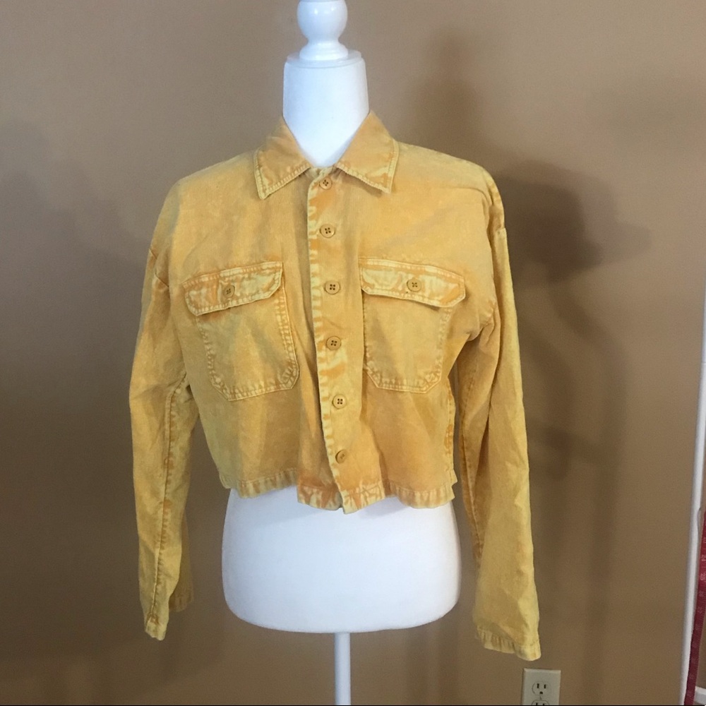 Distressed corduroy crop jacket